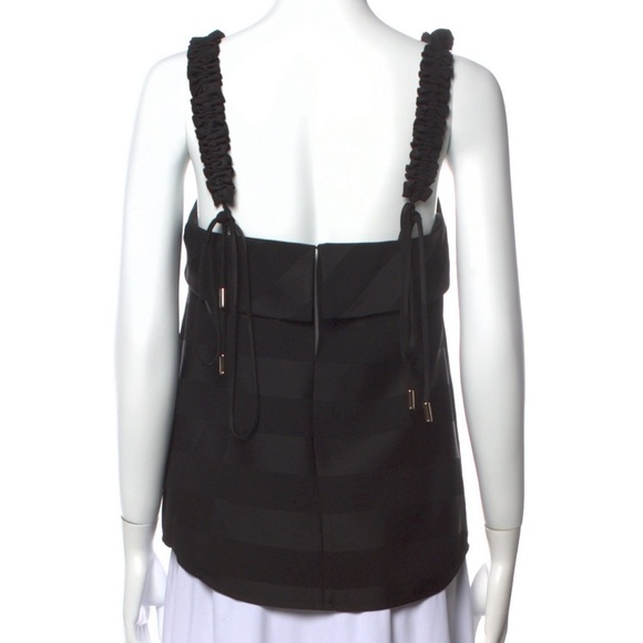 REBECCA VALLANCE Dolores Striped Satin Camisole Bias Straight Neck Ruffle Sz XS - Picture 11 of 12